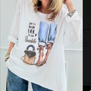 Julia Long Sleeve Tank Top w/ Don’t Ever Let Anyone Ever Dull Your Sparkle SZ M